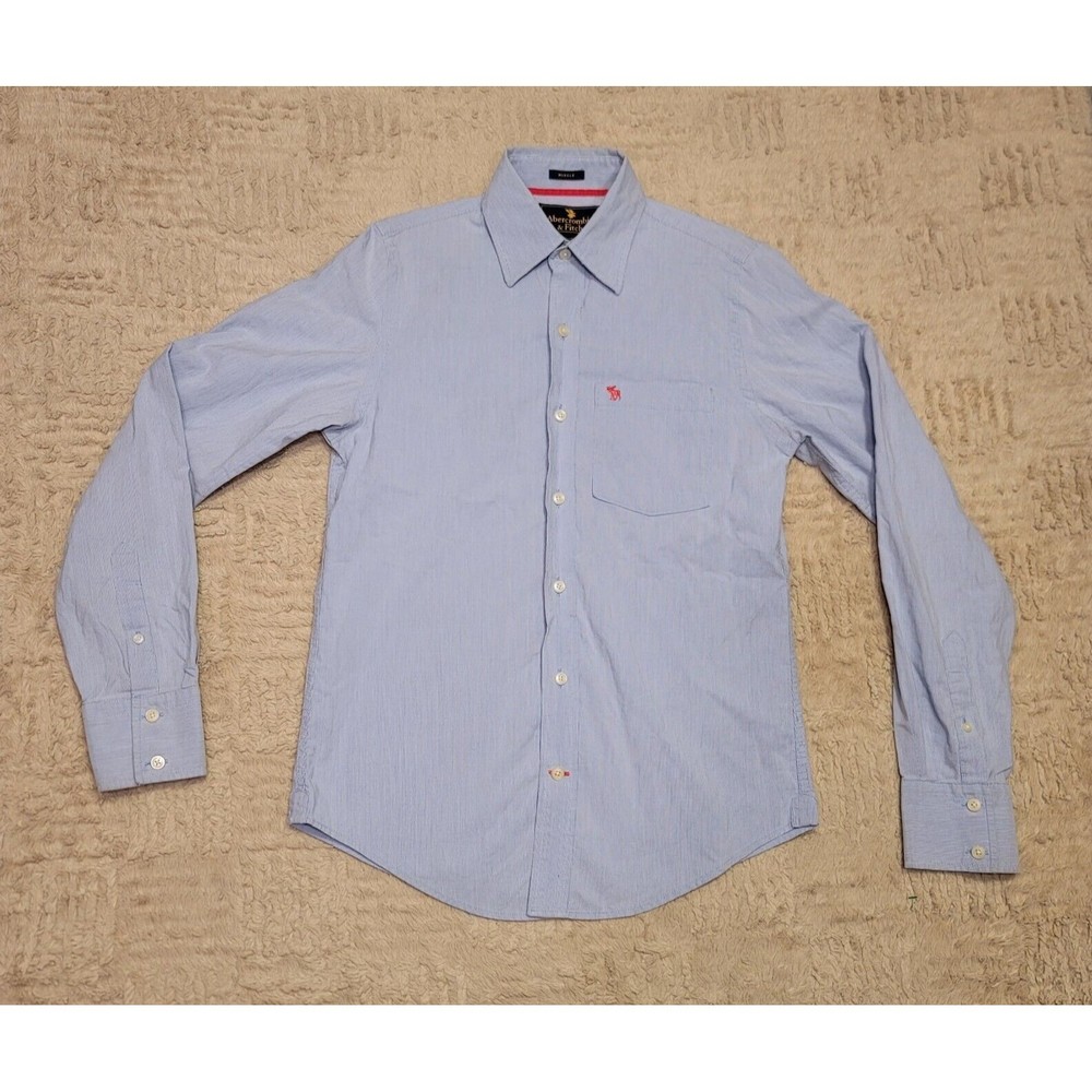 Abercrombie & Fitch Shirt Small Light Blue Muscle Fit Long Sleeve Button Up Mens